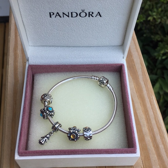 Pandora Jewelry - Pandora Bracelet, 5 charms, never worn